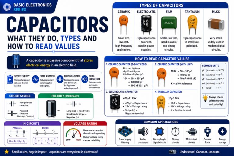 Capacitors — What They Do, Types and How to Read Values