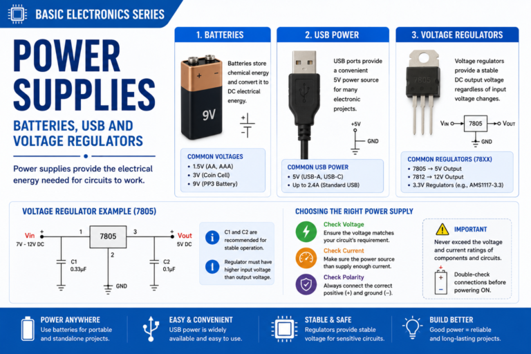 Power Supplies — Batteries, USB and Voltage Regulators