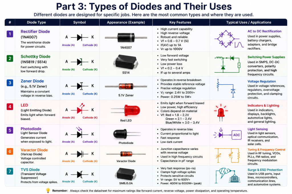 Types of Diodes and Their Uses